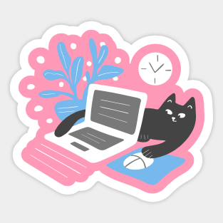 Cat and a laptop Sticker